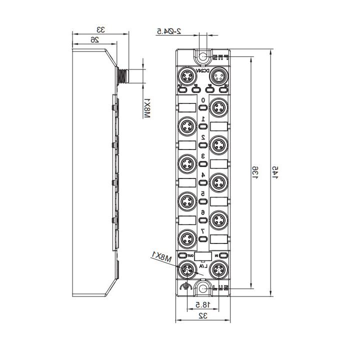 EtherCAT protocol, M8 interface, 8DI, NPN, Compact, Remote module, 006CA5