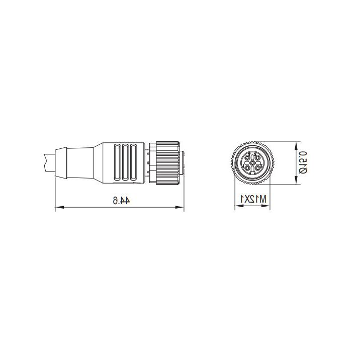 M12 4针，直型母头，单端预制PVC非软电缆，带屏蔽，红护套，0C4241-XXX